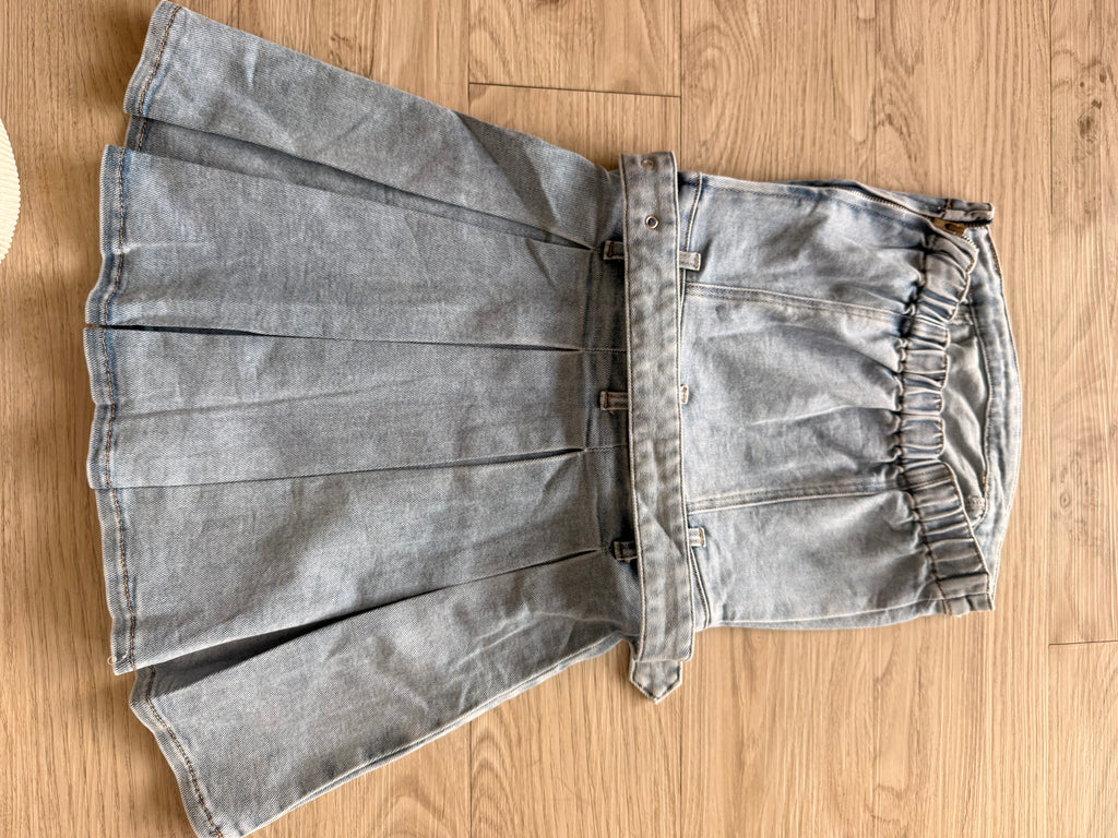 Abito in Denim con Cintura e Cerniera sul Lato elasticizzato