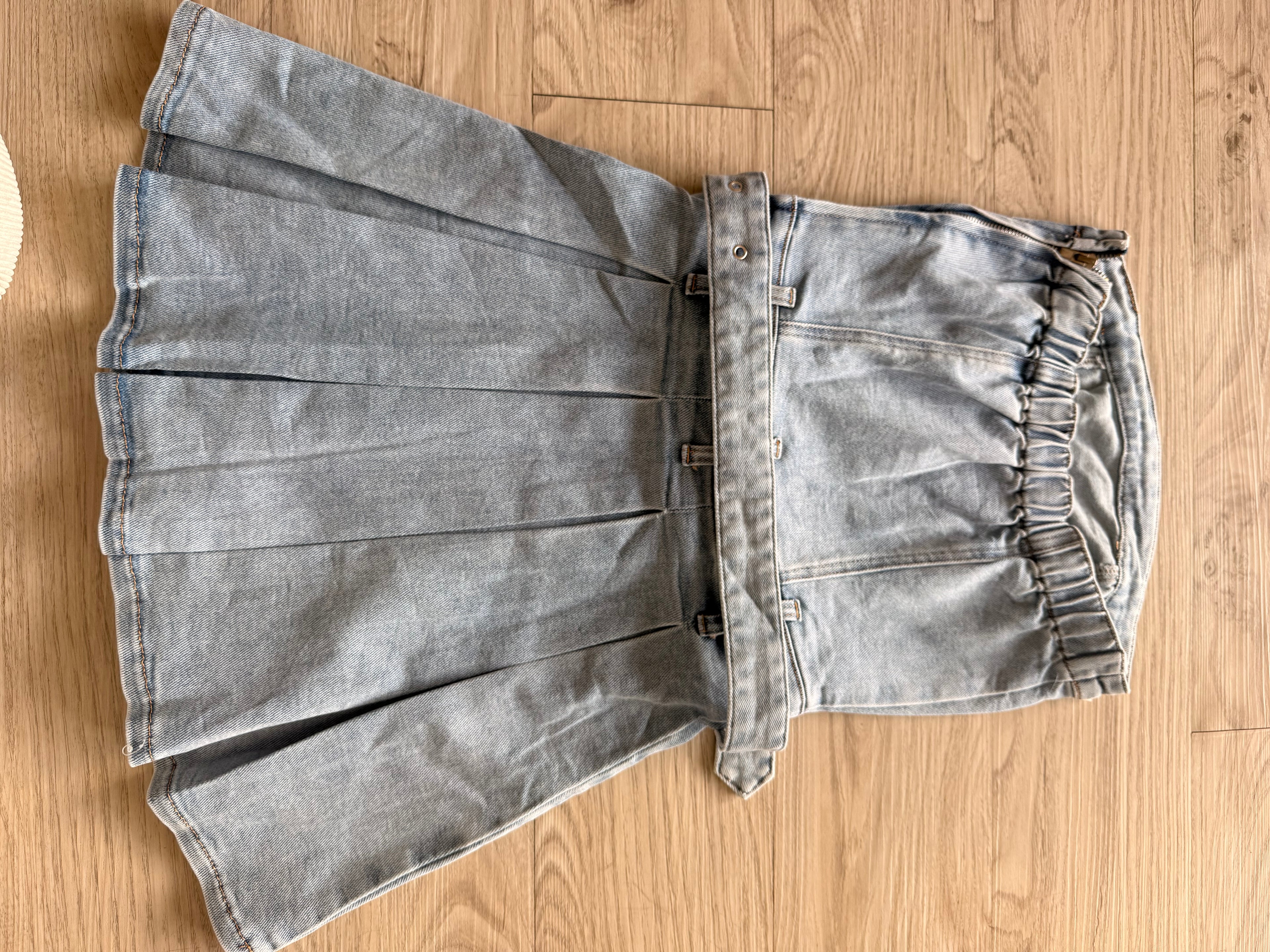 Abito in Denim con Cintura e Cerniera sul Lato elasticizzato