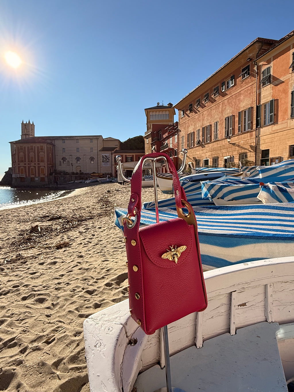 Borsa “Ape Regina “Vera Pelle con tracolla elasticizzata