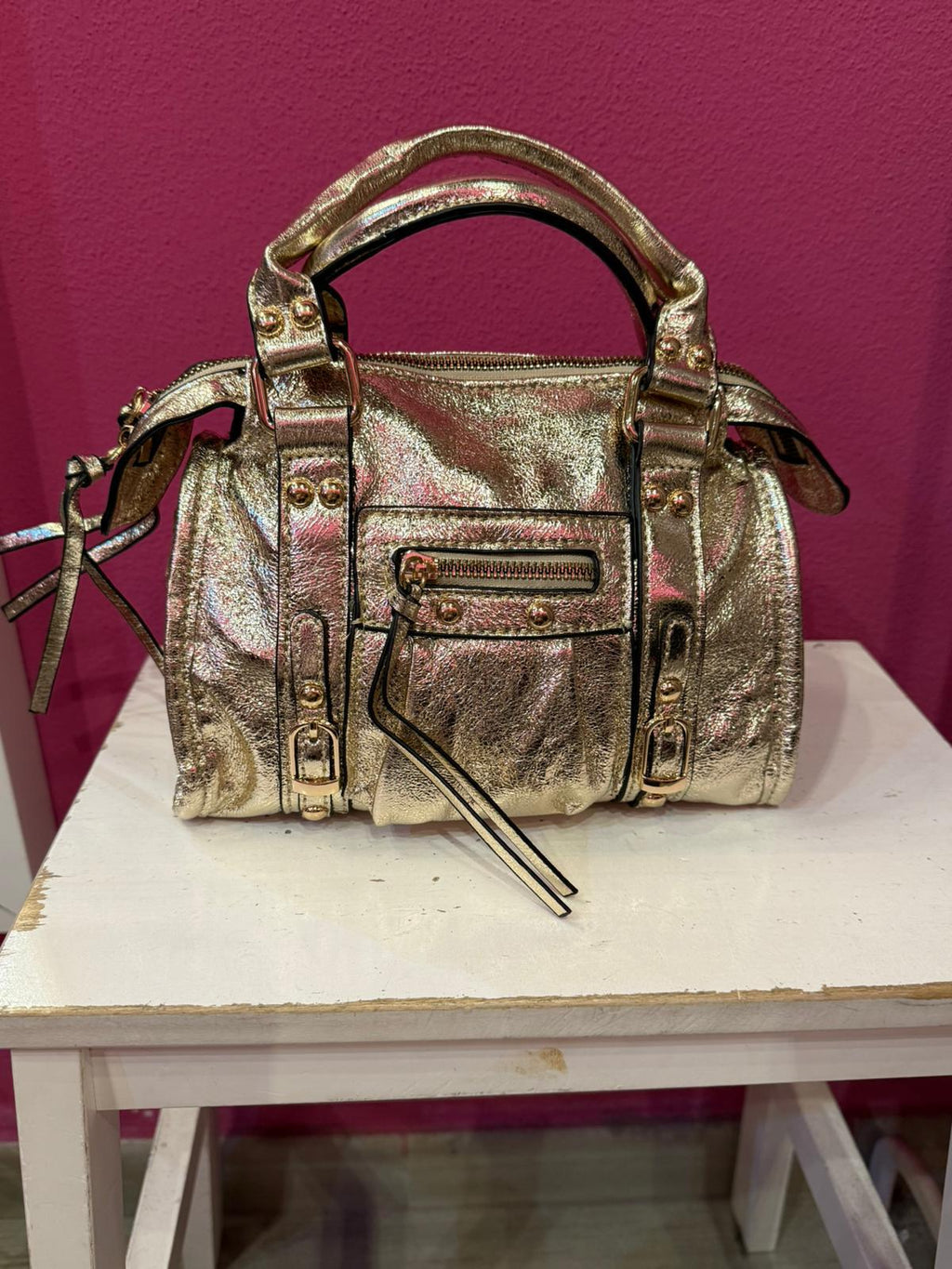 Borsa Cristobal Metalizzata in Eco Pelle con Tracolla