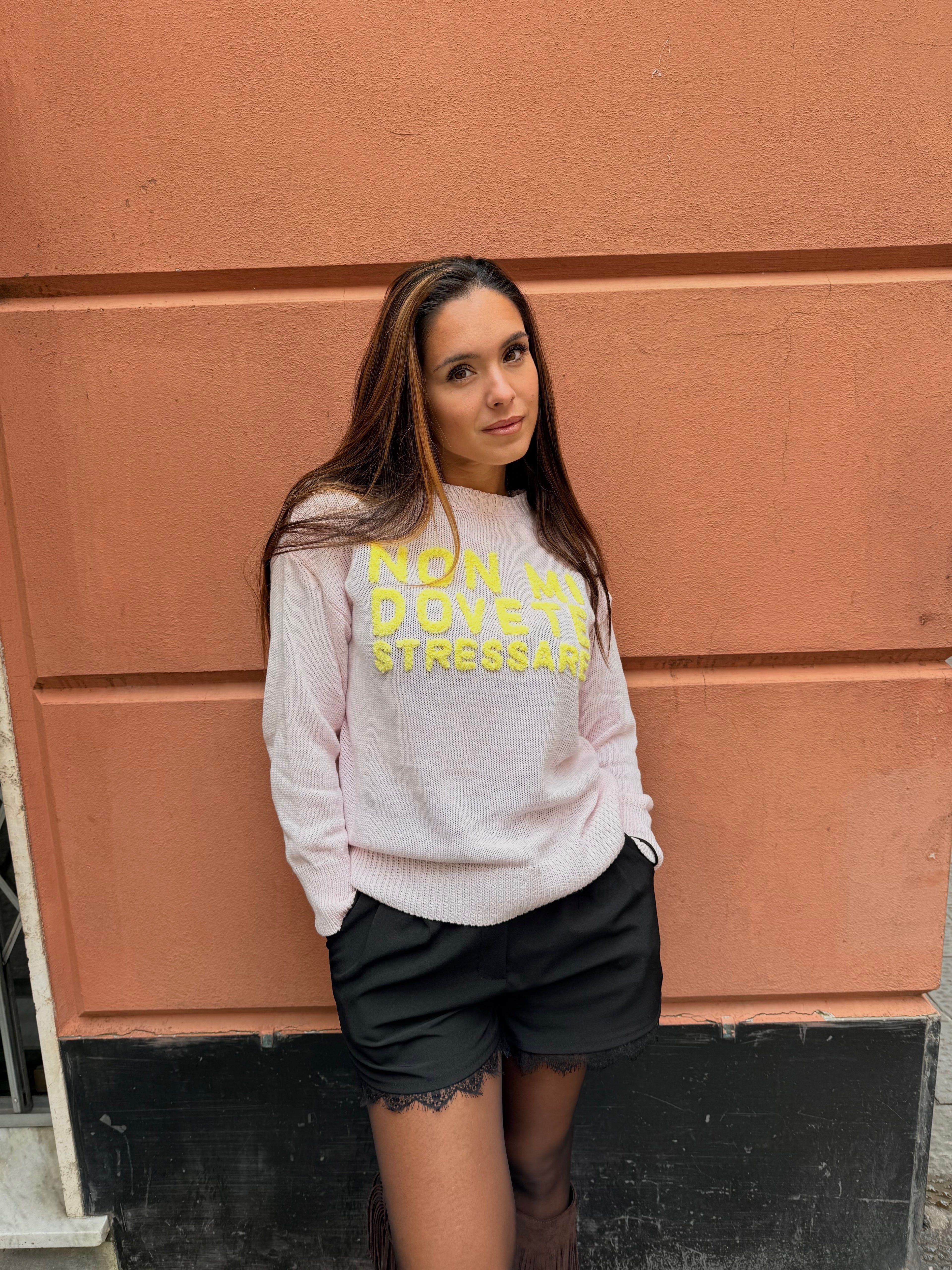 Maglione Scritte Comiche 100%Cotone “NON MI DOVETE STRESSARE”
