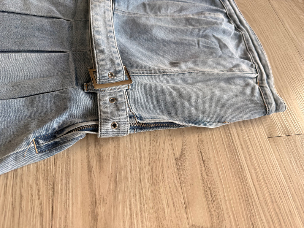 Abito in Denim con Cintura e Cerniera sul Lato elasticizzato