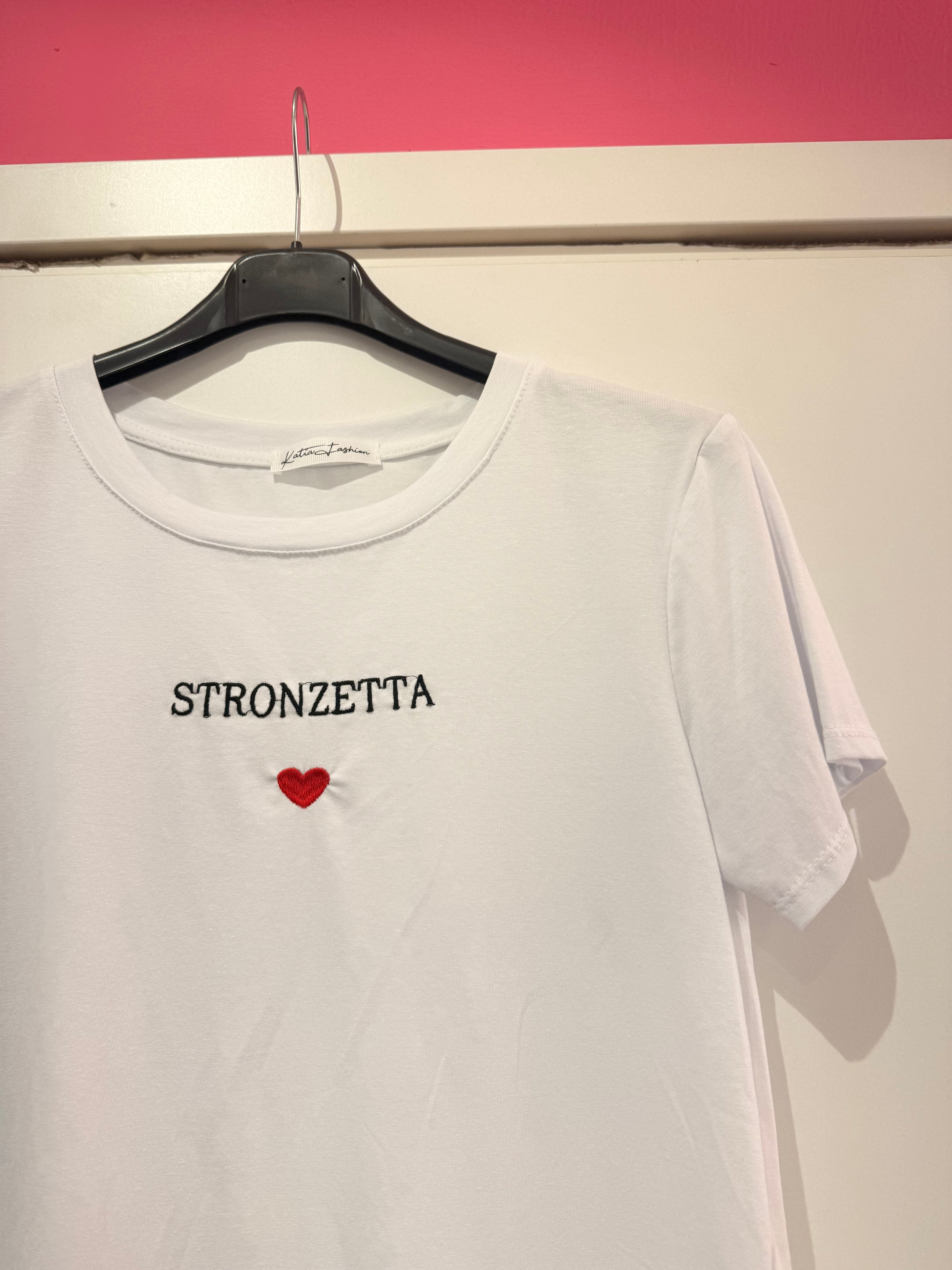 T-SHIRT SCRITTE DIVERTENTI IN COTONE RICAMO NERO TAGLIA UNICA