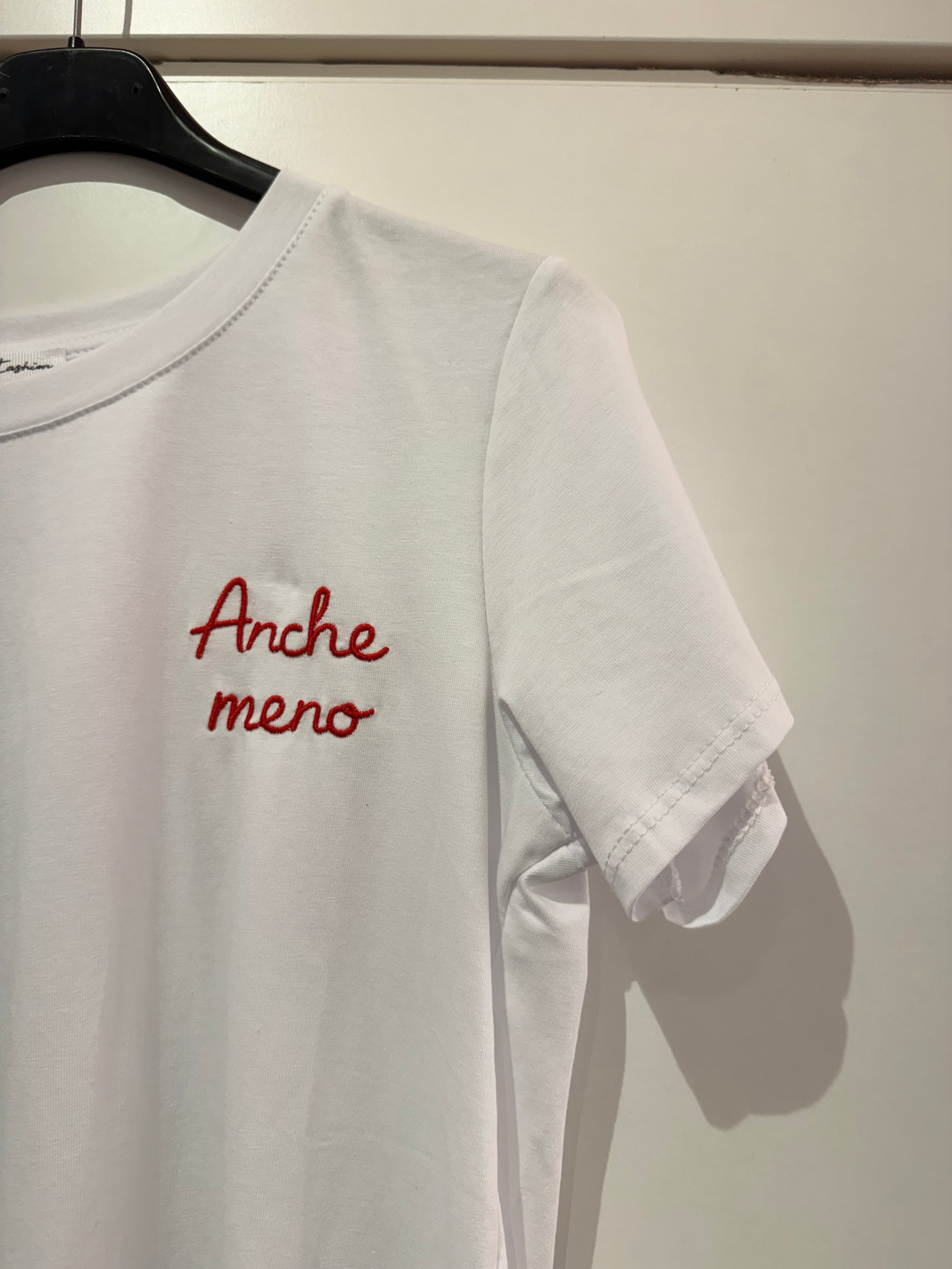 T-shirt scritte divertenti ricamo rosso e rosa 100% cotone