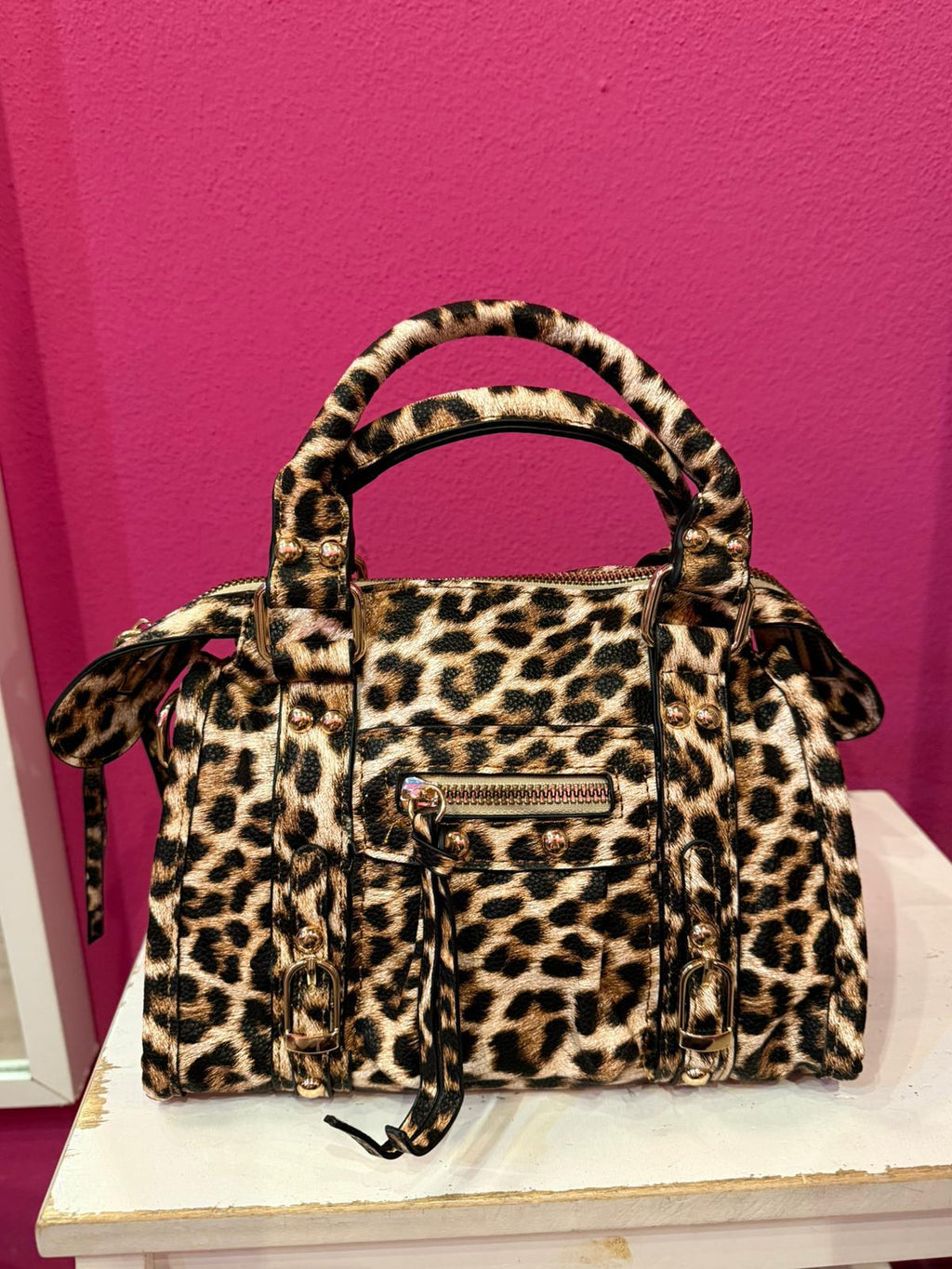 Borsa Animalier con tracolla e Hardware Oro