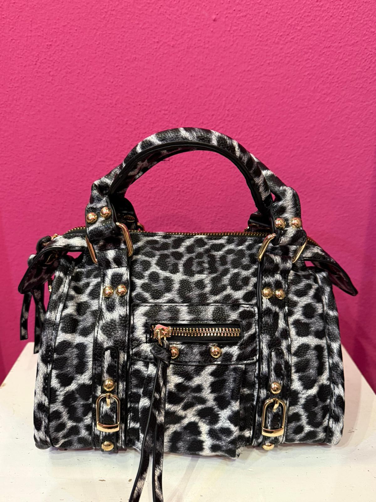 Borsa Animalier con tracolla e Hardware Oro