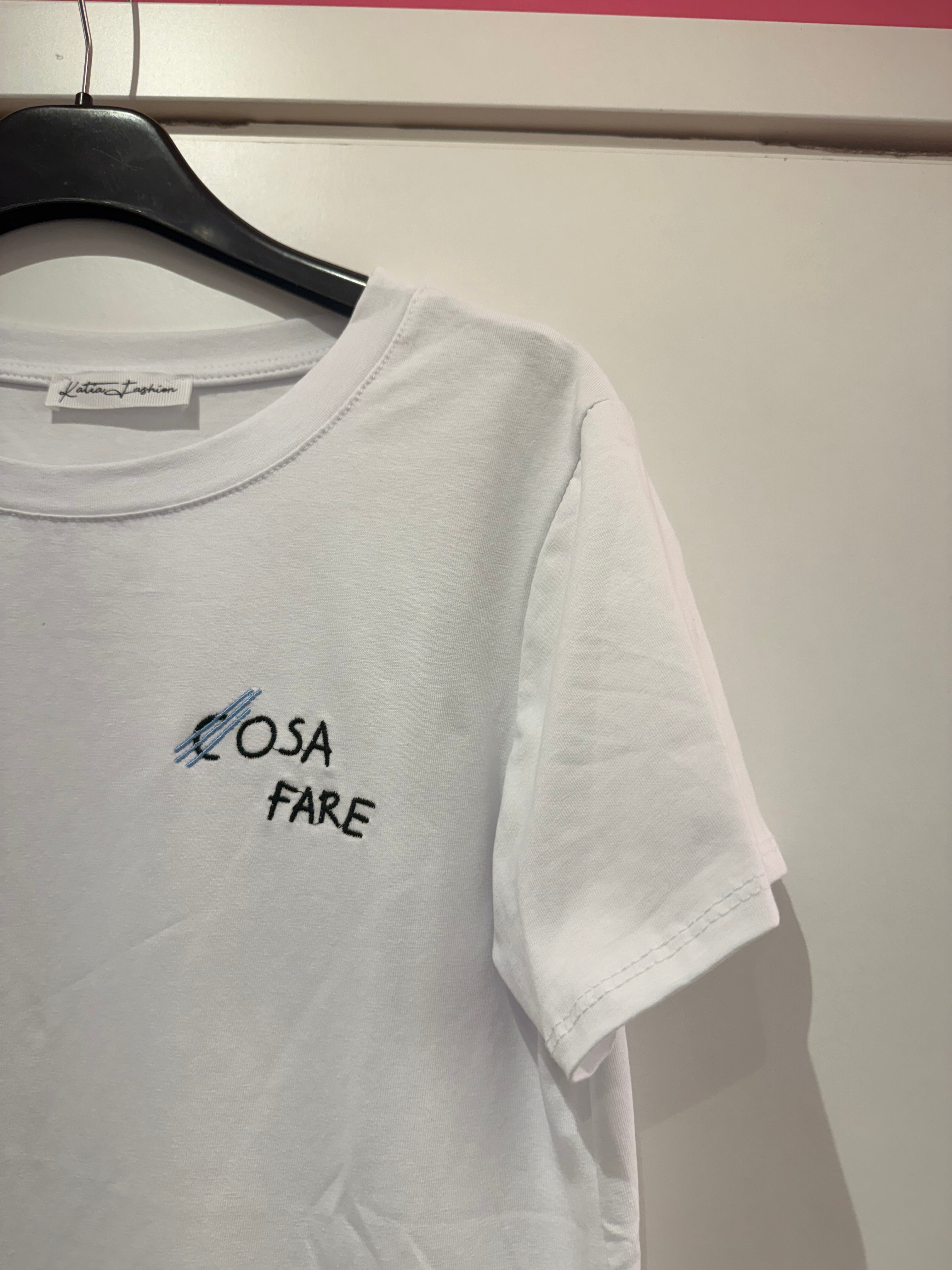 T-shirt scritte divertenti (ricami neri) 100% cotone