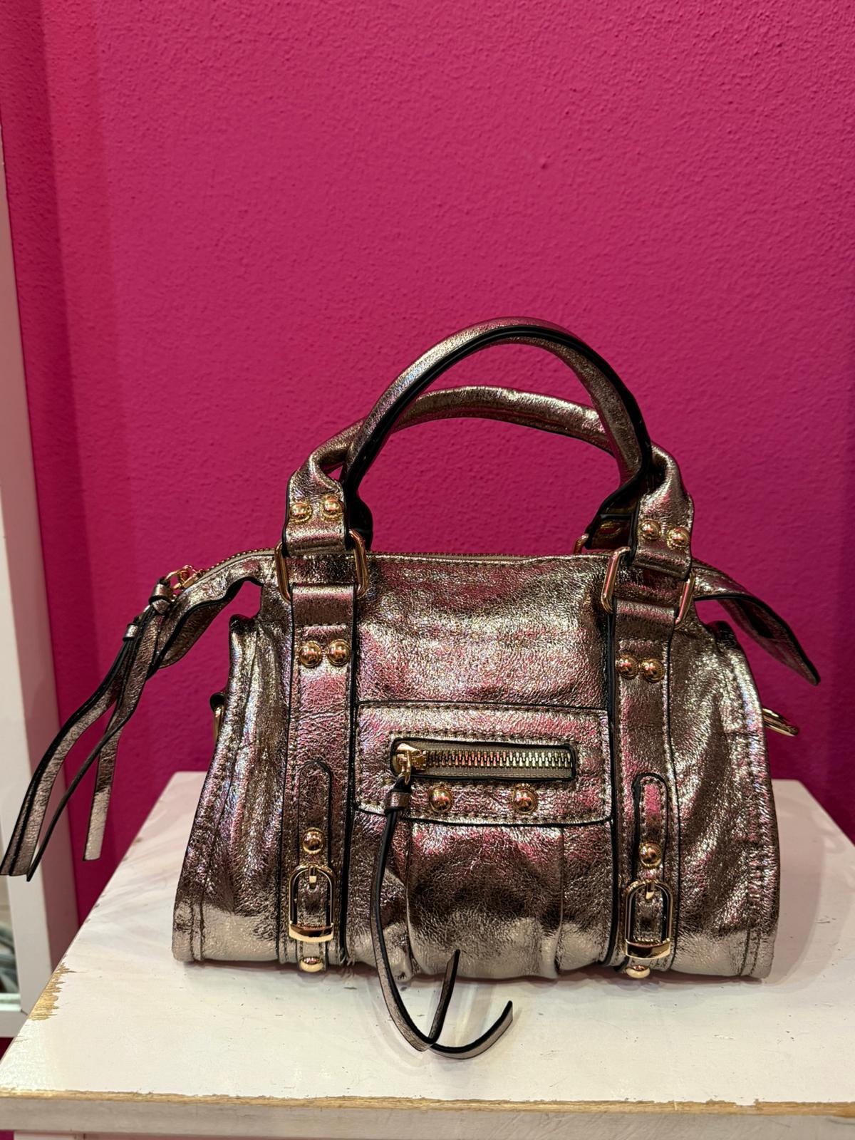 Borsa Cristobal Metalizzata in Eco Pelle con Tracolla