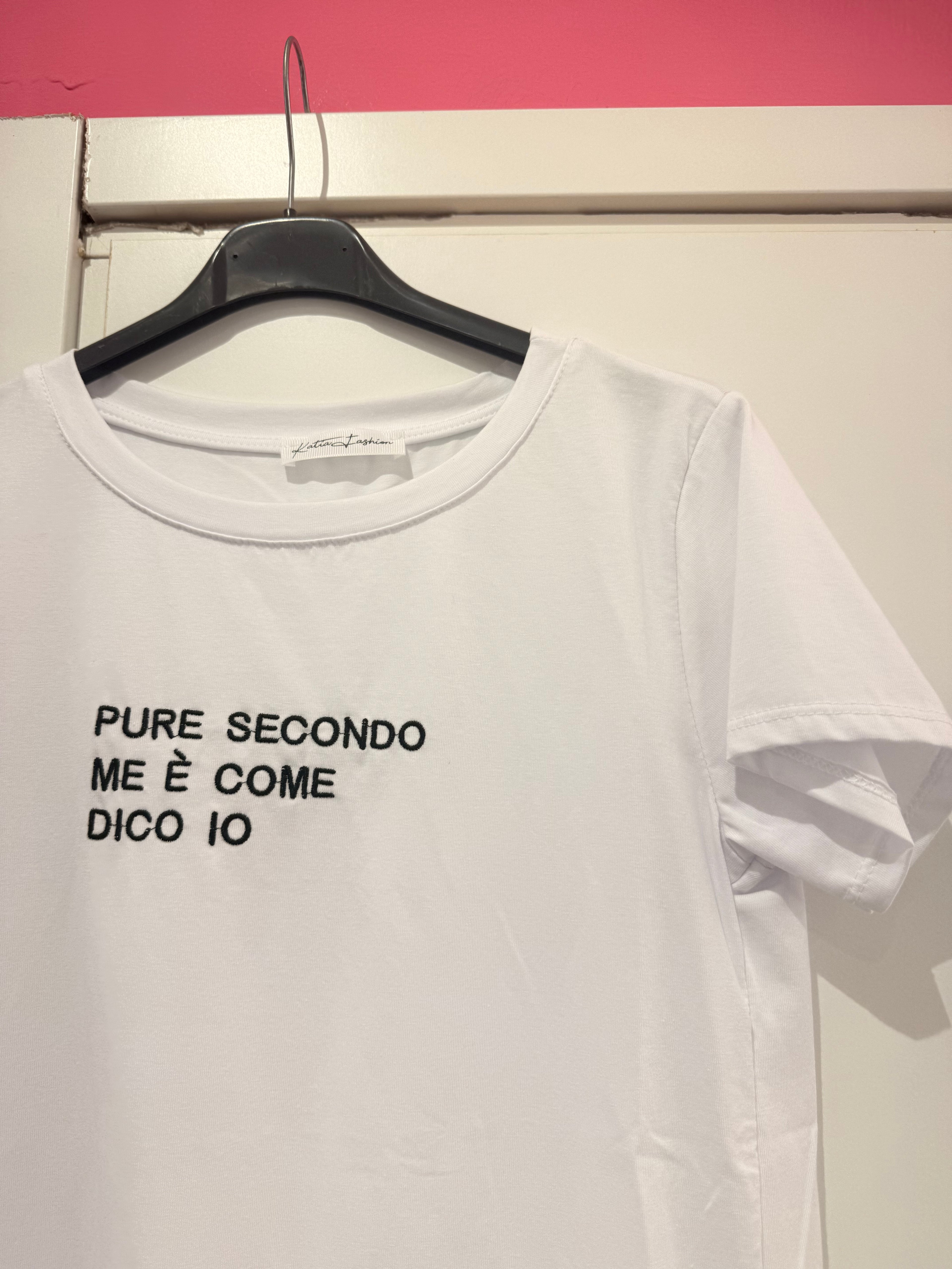 T-shirt scritte divertenti (ricami neri) 100% cotone