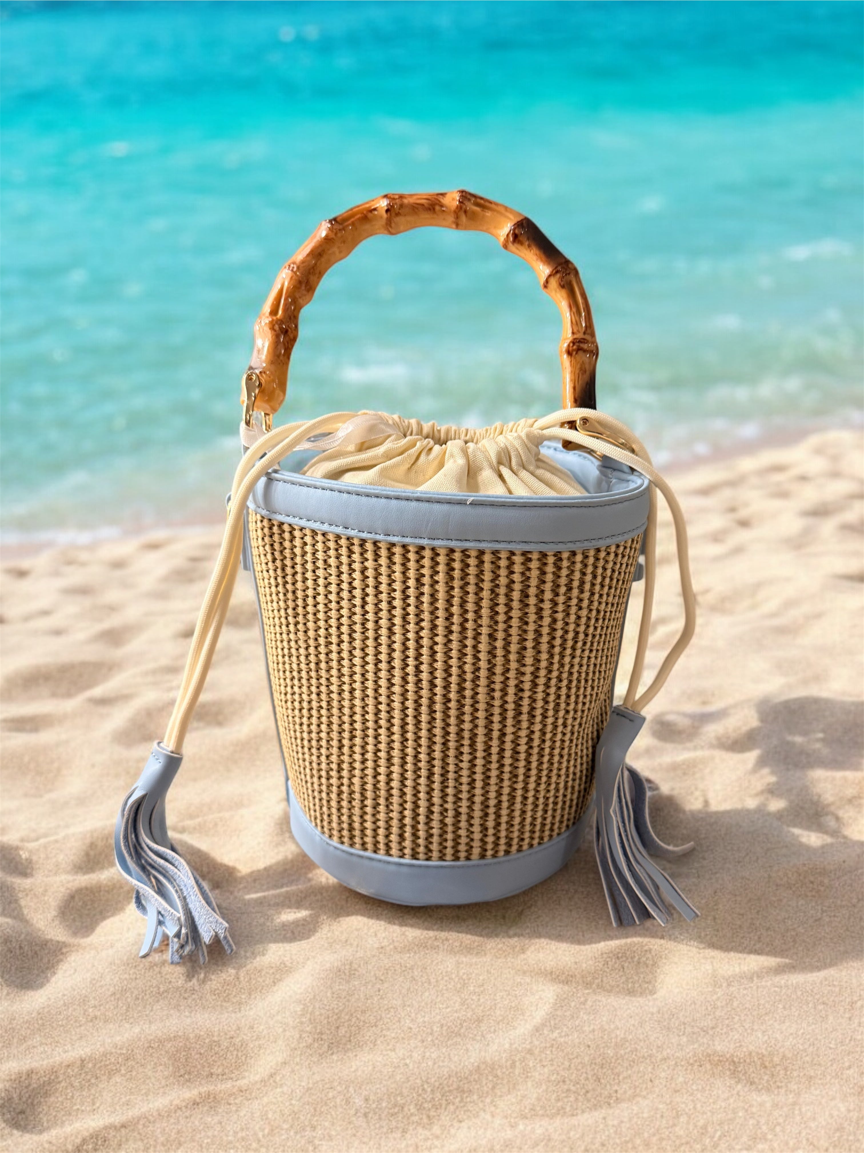 Borsa Maldive con manico in bamboo e tracolla