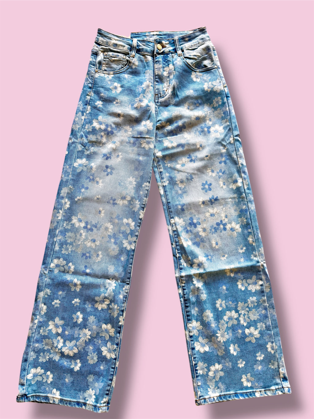 Jeans Fiori Elegante Elasticizzato