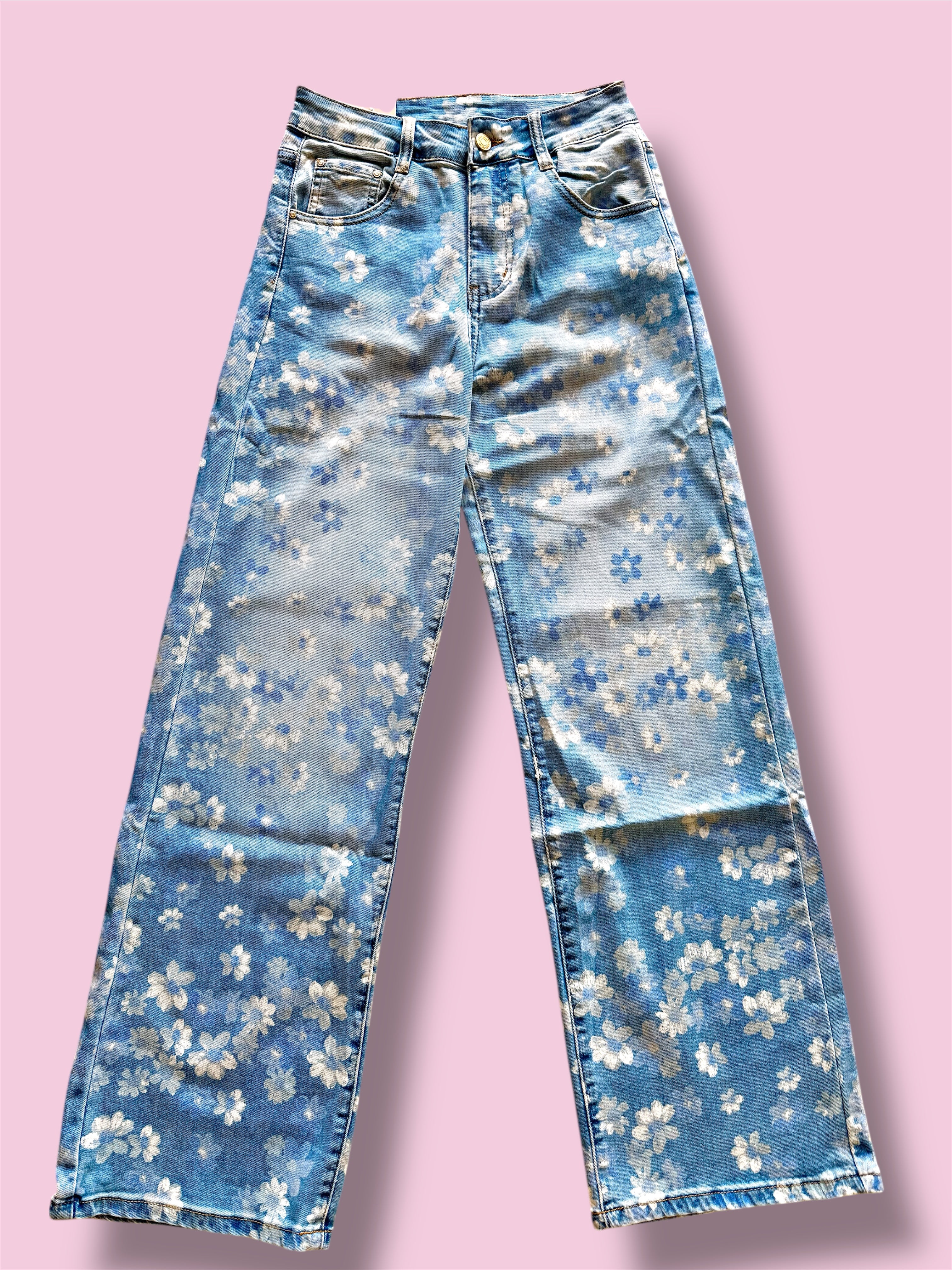 Jeans Fiori Elegante Elasticizzato