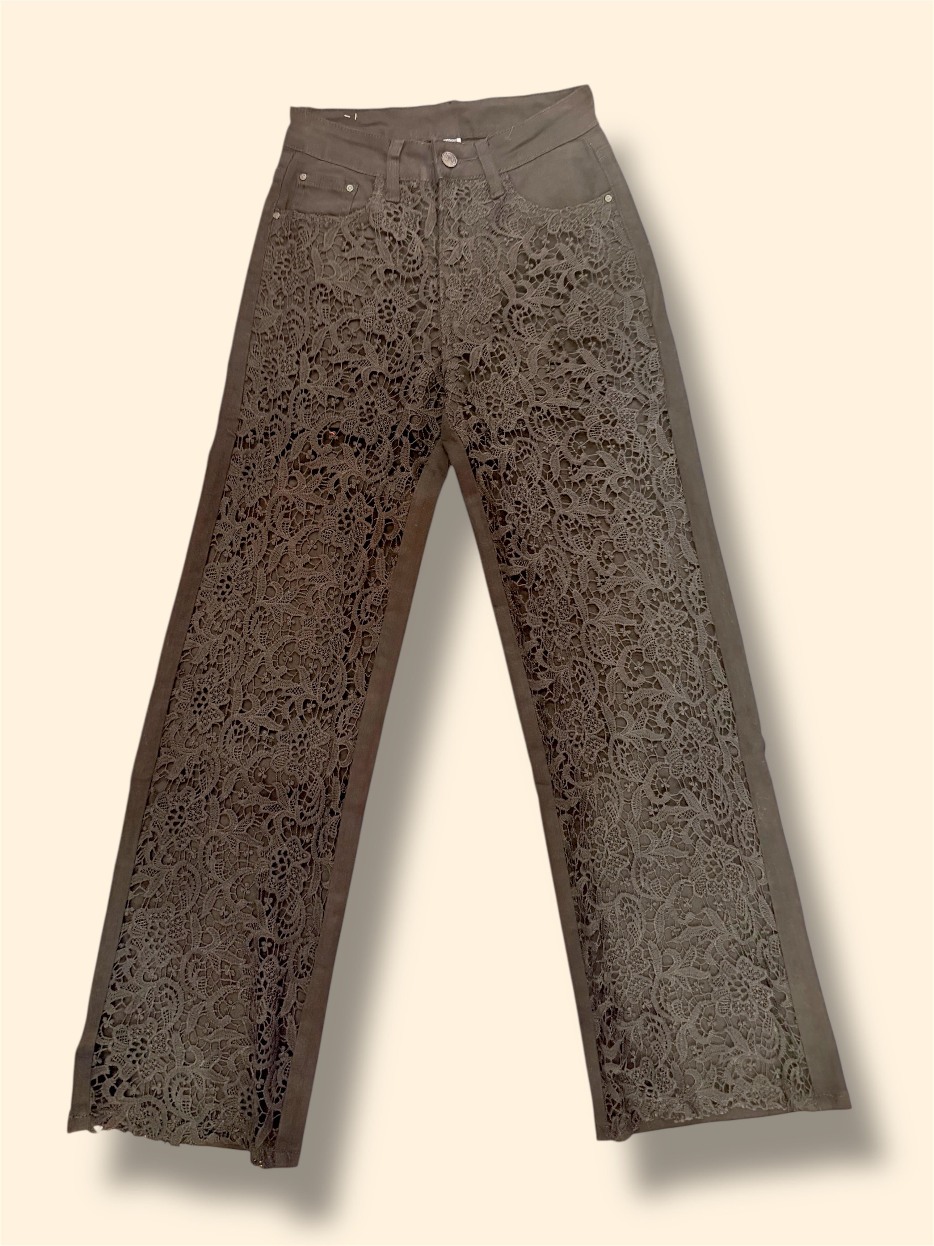 Jeans Nero con inserto frontale in pizzo elegante elasticizzato